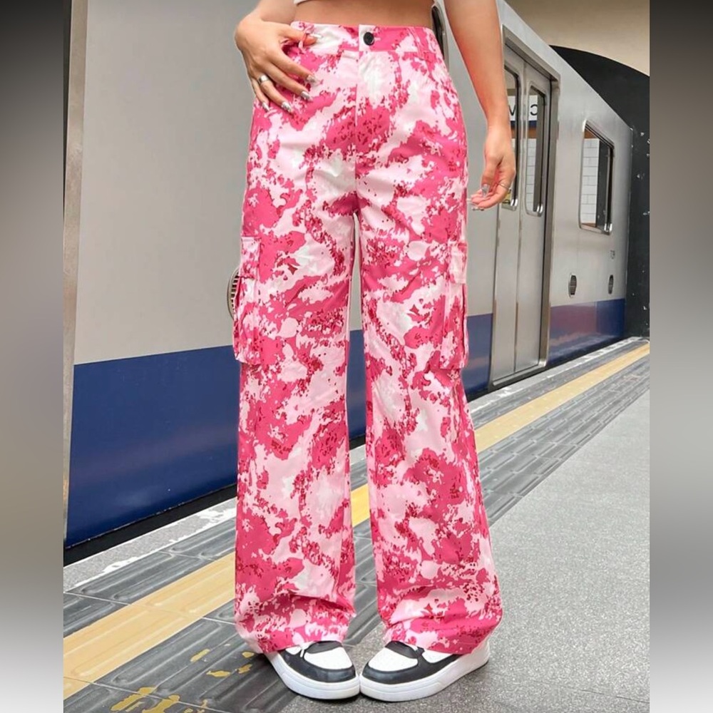 SHEIN Pink and White Cargo Pants